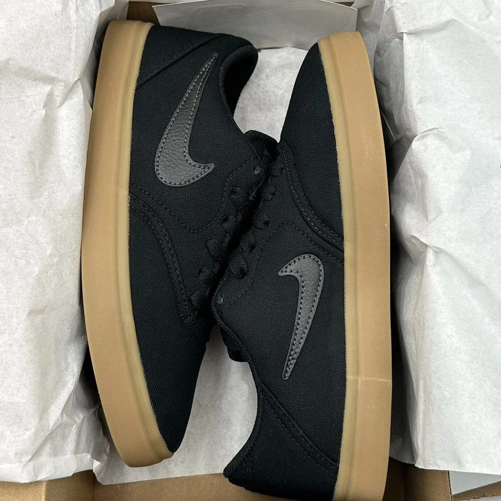 Nike SB Check Youth Boys Skate Canvas Sneakers Size 5Y Black-Tan Lace up Low Top